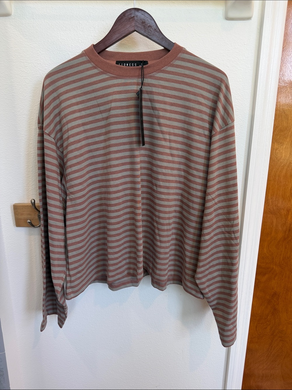 Lioness Brown and Olive Striped Long Sleeve Tee
